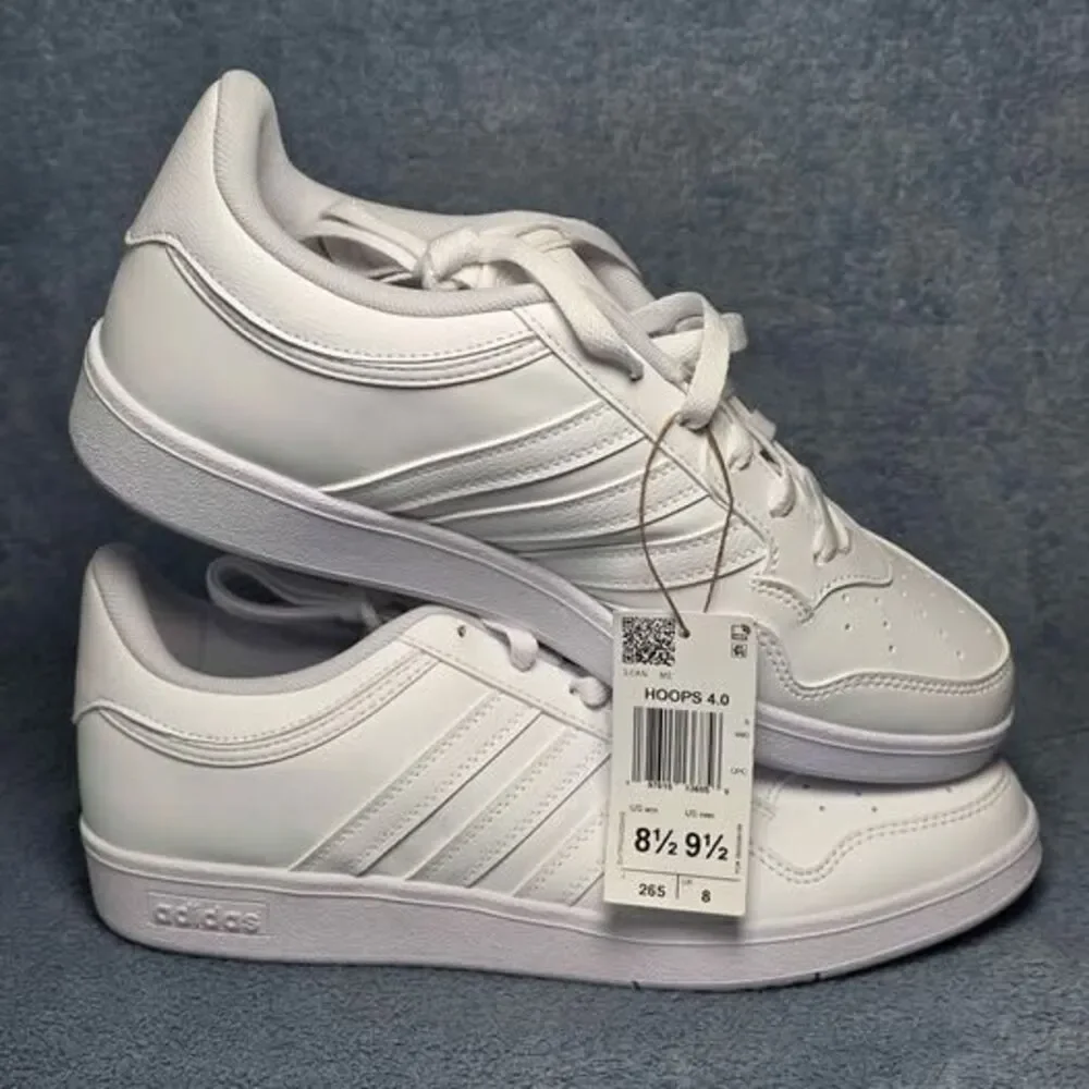 Adidas Hoops 4.0 White Sneakers Men Size 8.5 Women Size 9.5